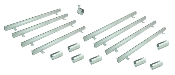 Schlitzrinnen Set 8 Stück Edelstahl 1 Meter Bauhöhe 75mm, 7 x Verbinder, 1 x Endstück, 1 x Dichtmittel, 1 x Schnurwasserwaage